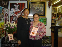 Martha with Joyce Hunt, owner of Mitchie's Fine Black Art and Gift Gallery